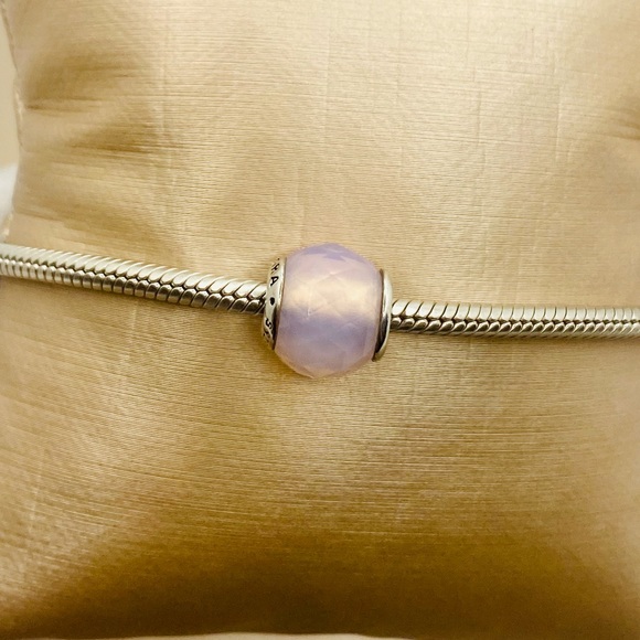 EUC Pandora 791722NOP Sterling Silver Geometric Facets Charm w/ Pink Crystal - Picture 8 of 14